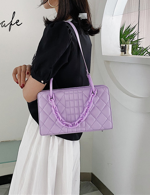 Fashion Purple Rhombus One-shoulder Diagonal Underarm Bag
