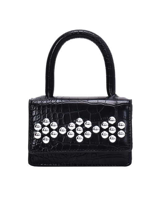 Fashion Black One Shoulder Stone Pattern Handbag