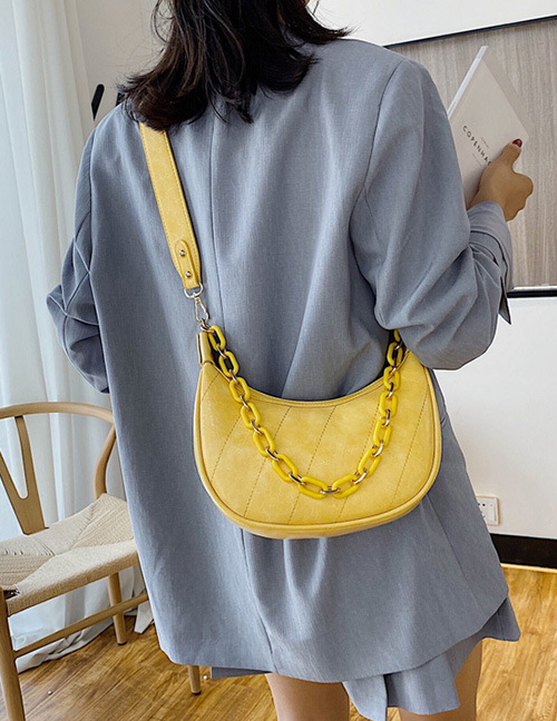 Fashion Yellow One-shoulder Cross-body Dumpling Underarm Bag
