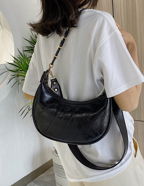 Fashion Black One-shoulder Cross-body Dumpling Underarm Bag