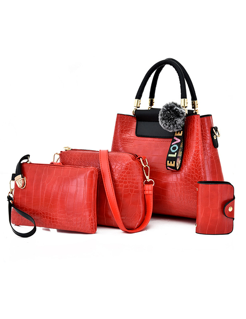 Fashion Red With Black One-shoulder Messenger Bag