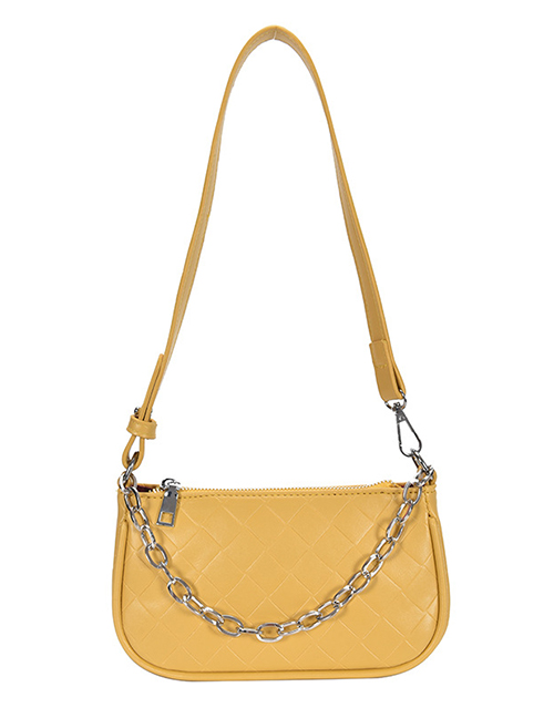 Fashion Yellow Rhombus Chain Shoulder Messenger Underarm Bag