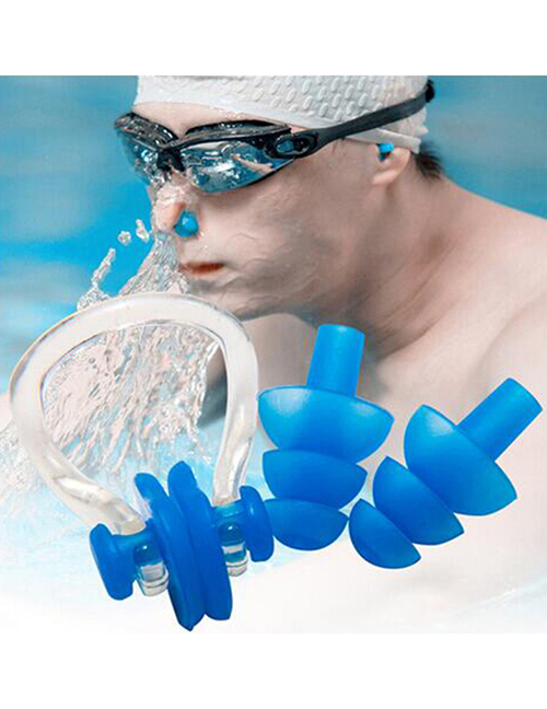 Fashion Navy Silicone Swimming Waterproof Nose Clip Earplugs