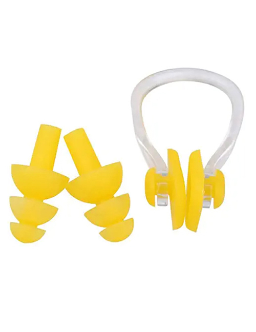 Fashion Yellow Silicone Swimming Waterproof Nose Clip Earplugs