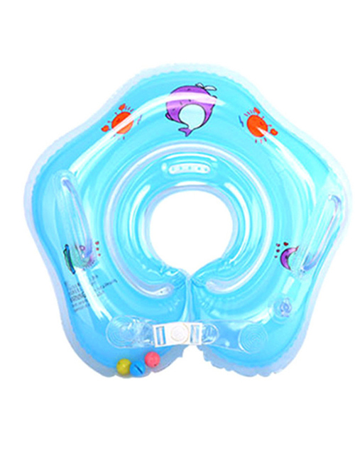 Fashion Blue Baby Collar Inflatable Infant Swimming Neck Ring With Double Airbags