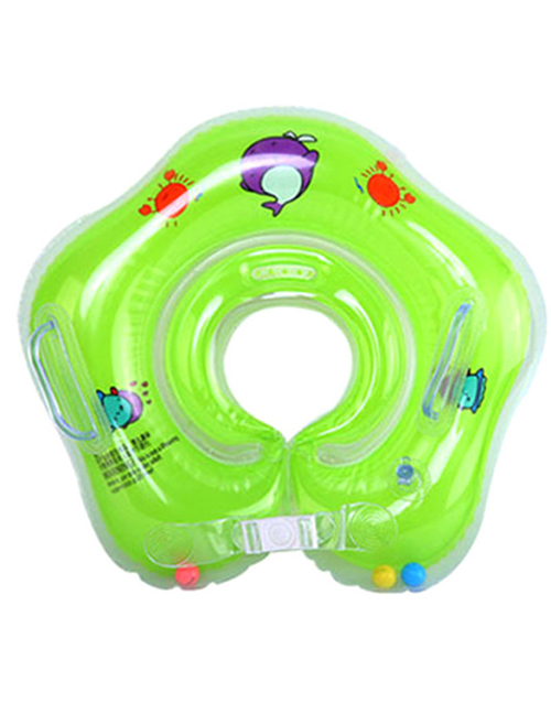 Fashion Green Baby Collar Inflatable Infant Swimming Neck Ring With Double Airbags