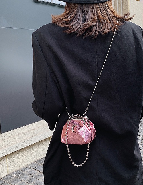 Fashion Pink Sequin Moon Chain Shoulder Crossbody Bag