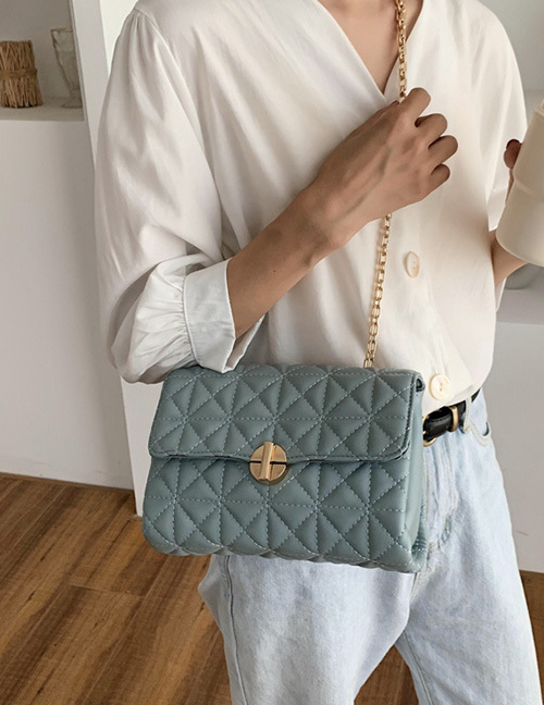 Fashion Blue Lingge Shoulder Bag