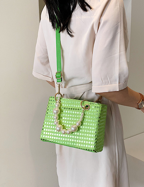 Fashion Green Trumpet Portable Pearl Shoulder Bag