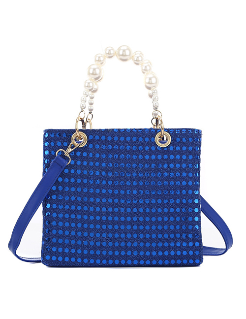 Fashion Blue Trumpet Portable Pearl Shoulder Bag