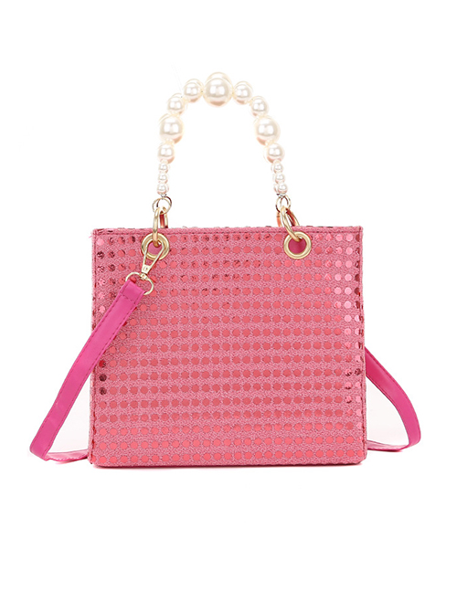 Fashion Pink Trumpet Portable Pearl Shoulder Bag