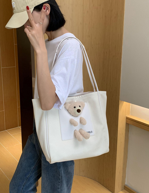 Fashion White Bear Canvas Shoulder Bag