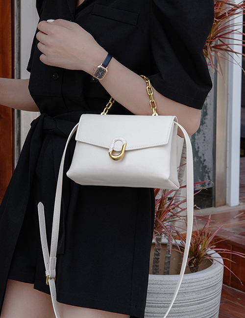 Fashion Creamy-white Single Shoulder Chain Crossbody Bag