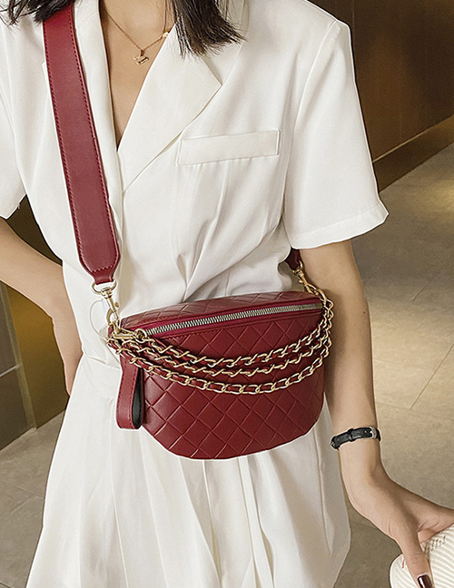 Fashion Red Rhombus Chain Shoulder Messenger Underarm Bag