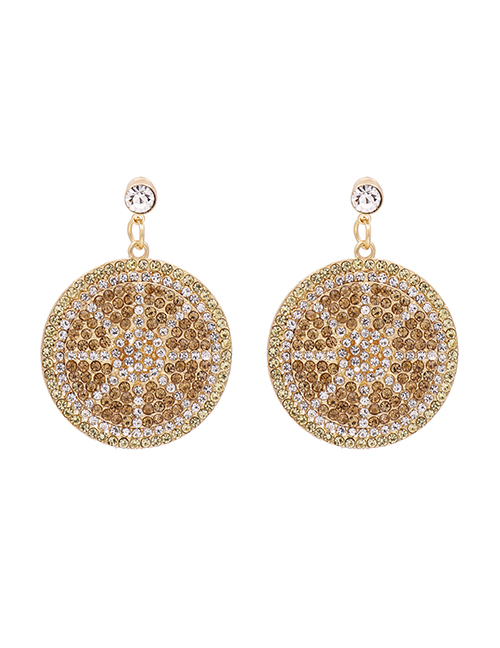 Fashion Golden Geometric Round Diamond Earrings