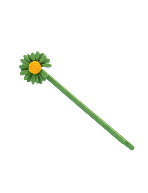 Fashion Green Long Clip Small Daisy Hairpin