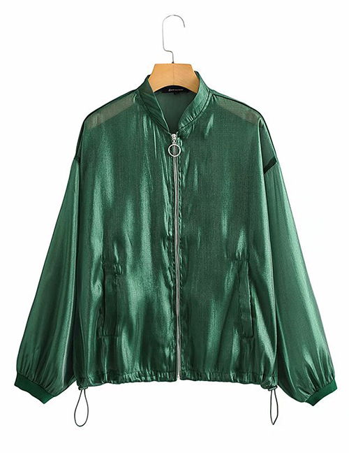 Fashion Green Translucent Flight Jacket Sun Protection Clothing