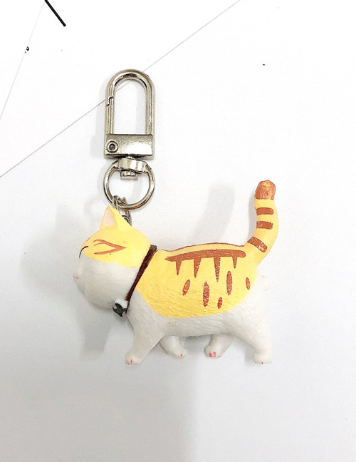 Fashion Yellow Cat Cartoon Three-dimensional Kitten Keychain