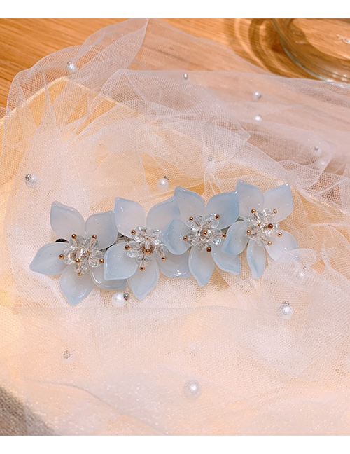 Fashion Light Blue Peach Blossom Crystal Flower Headband