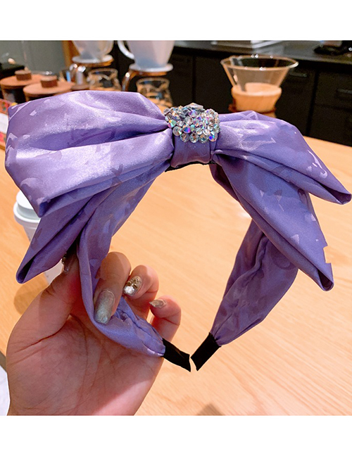 Fashion Purple Silk Reflective Shiny Double-layer Bow Headband