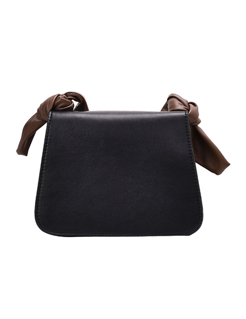 Fashion Black Contrast Color Knotted Shoulder Crossbody Bag