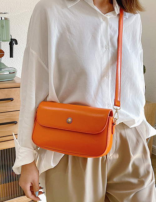 Fashion Orange Solid Color Shoulder Portable Crossbody Bag