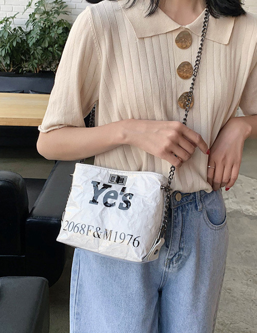 Fashion White Letter Portable Transparent Chain Shoulder Messenger Bag