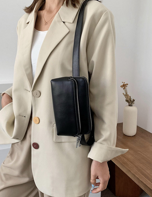 Fashion Black Solid Color Shoulder Crossbody Bag