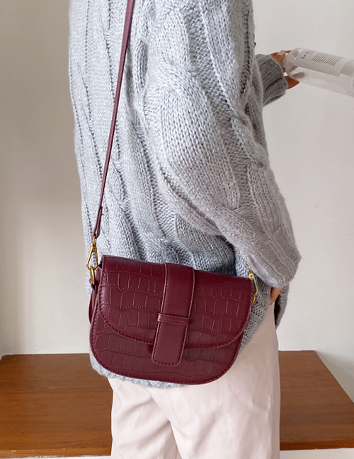 Fashion Red Wine Stone Shoulder Bag
