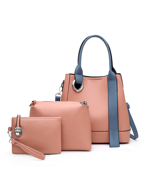 Fashion Pink Three-piece Crossbody Handbag