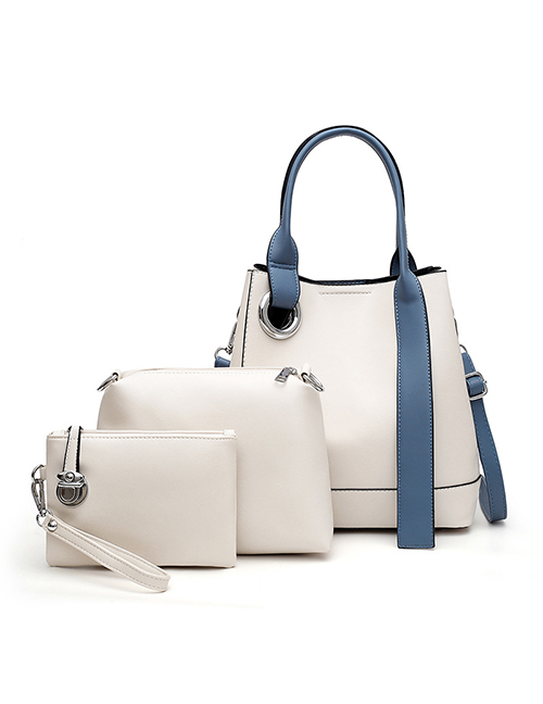 Fashion White Three-piece Crossbody Handbag