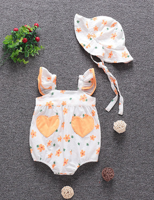 Fashion Double Mouth Pack Fart Clothing Printed Flowers Baby One-piece Romper