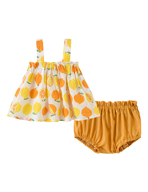 Fashion Yellow Lemon 2 Sets Of Children's Clothes Cartoon Printing Suspenders