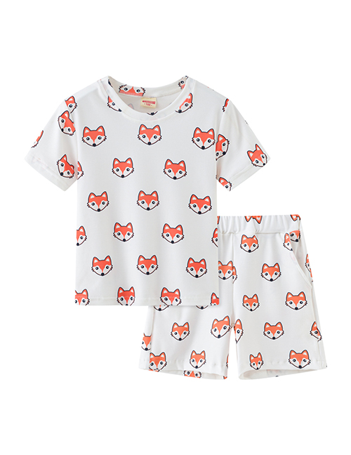 Fashion Cartoon Fox Elastic Cotton Short-sleeved Two-piece Suit