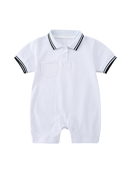 Fashion White Baby Polo Collar Short Sleeve Shorts Climbing Suit