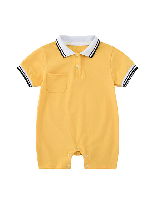 Fashion Yellow Baby Polo Collar Short Sleeve Shorts Climbing Suit