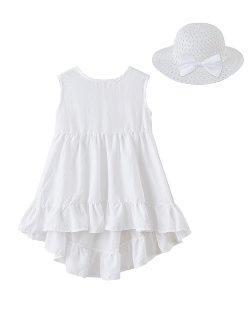 Fashion White Hood Irregular Children's Dress