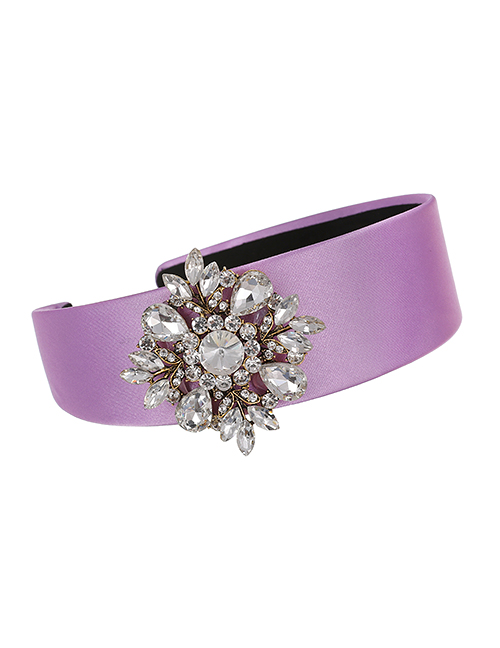 Fashion Purple Flower Headband With Diamonds And Flowers