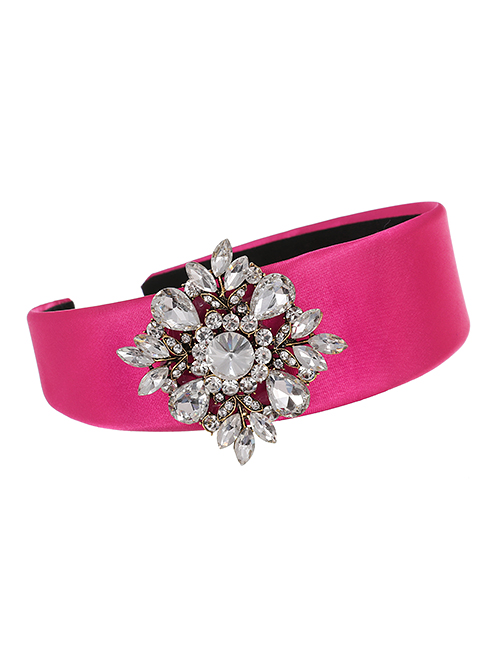 Fashion Red Flower Headband With Diamonds And Flowers