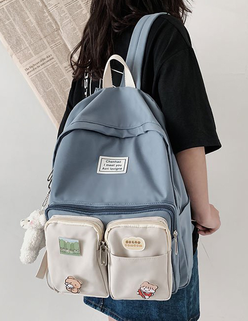 Fashion Blue Bear Bear Canvas Backpack