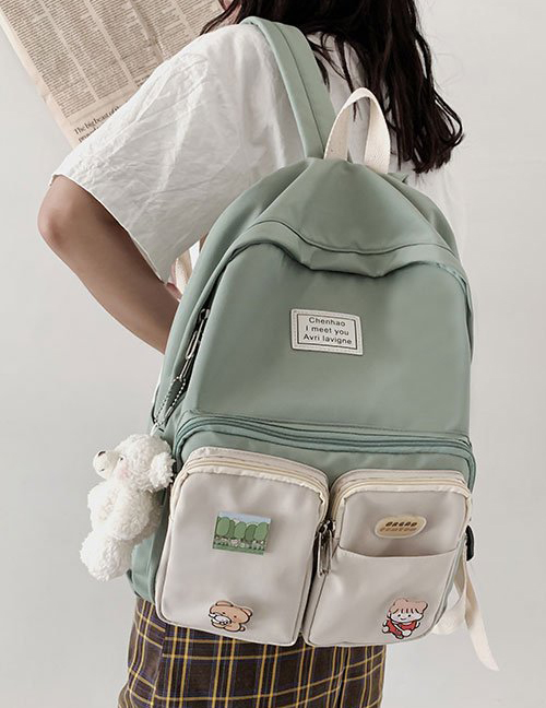 Fashion Green Bear Bear Canvas Backpack