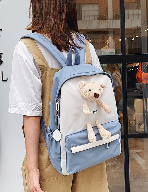 Fashion Blue Cartoon Doll Bear Backpack