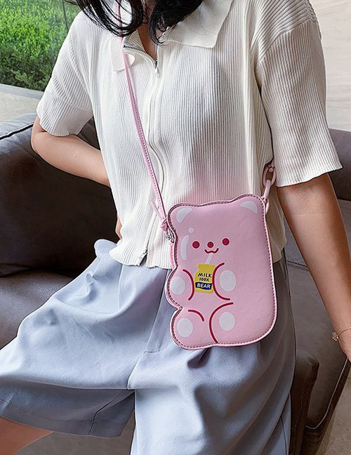 Fashion Pink Cartoon Bear Shoulder Messenger Bag