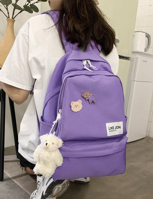 Fashion Purple To Send Bear Pendant Cartoon Bear Backpack