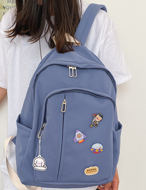 Fashion Blue Send Badge Pendant Large Capacity Backpack