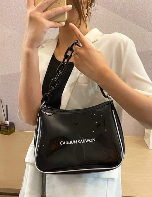 Fashion Black Transparent Acrylic Chain Underarm Bag