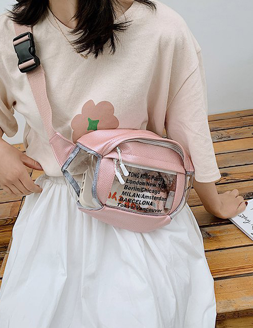 Fashion Pink Transparent Colorblock Letter Crossbody Bag