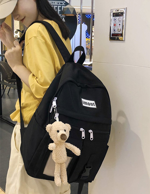 Fashion Black Bear Pendant Plush Bear Doll Transparent Lattice Backpack