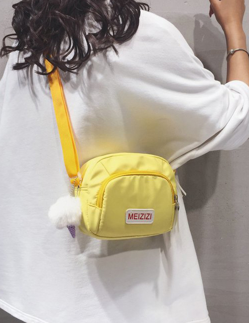 Fashion Yellow Letter Sticker Oxford Shoulder Bag