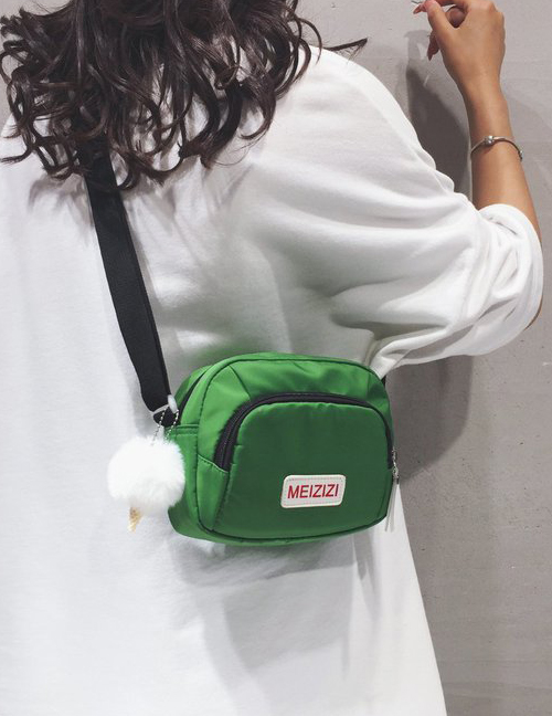 Fashion Green Letter Sticker Oxford Shoulder Bag